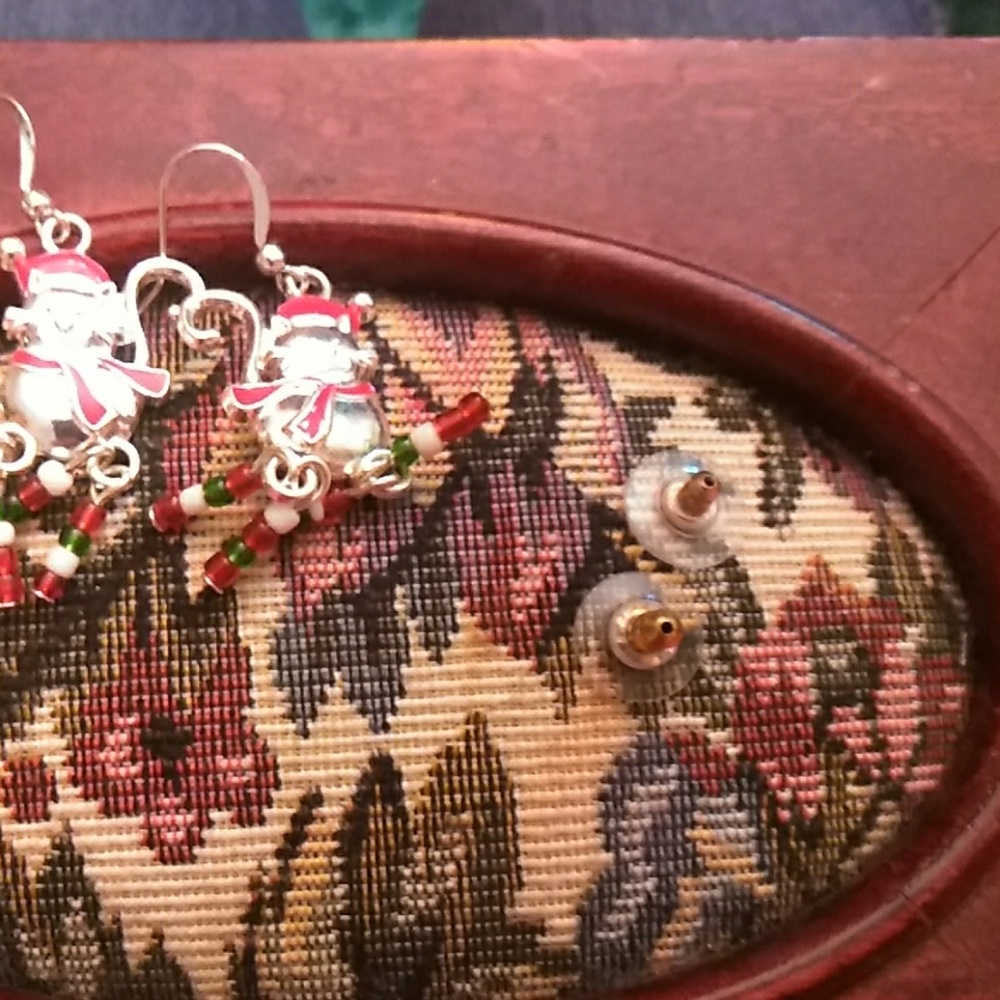 Christmas themed cat earrings